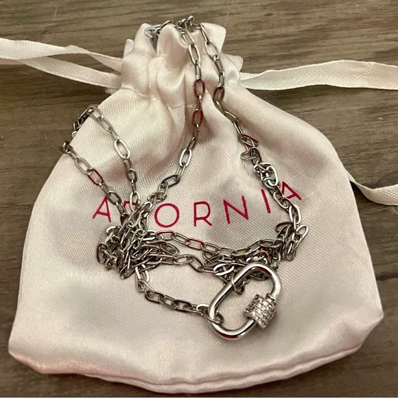 Adornia Crystal Screw-on Silver Necklace - Picture 4 of 4